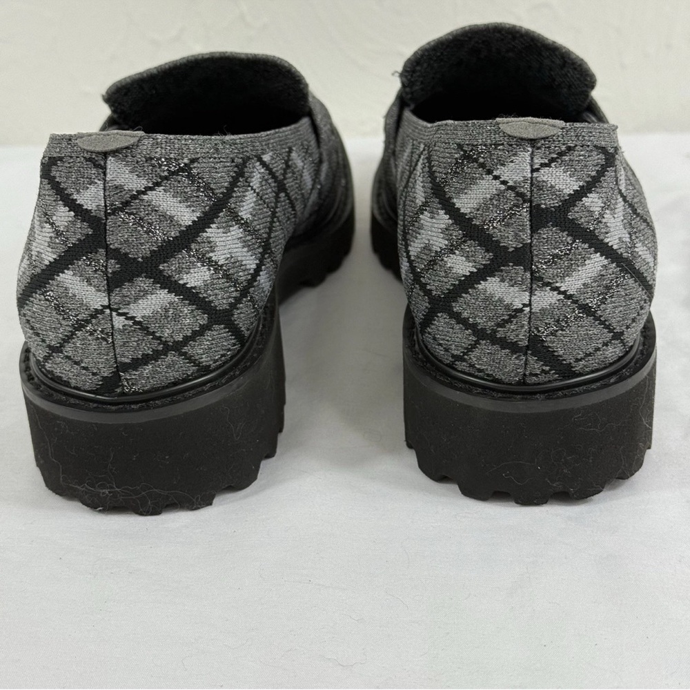 Stylish Gray Plaid Women's Chunky Loafers - Picture 5 of 10